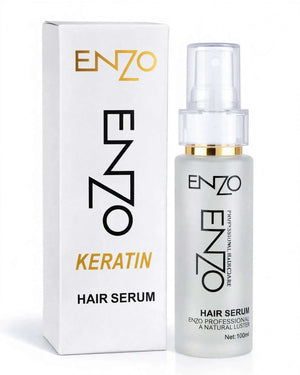 Original ENZO Keratin Hair Serum 100ml bottle and box on white background - ENZO Professional Natural Luster - 100% Original in Pakistan - 4Chand.pk