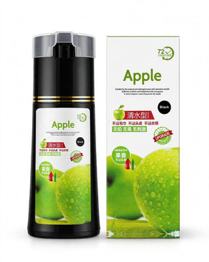Apple black hair color shampoo 200ml hero bottle and box, 3 in 1 ammonia free 100% grey coverage beard mustache, no stain towel scalp long hours lasting Pakistan