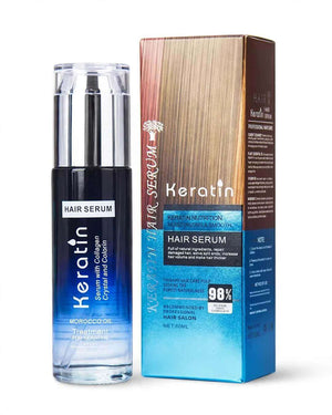 Keratin Hair Serum 80ml bottle with retail box packaging, Morocco Oil treatment with Collagen Crystal and Colorin