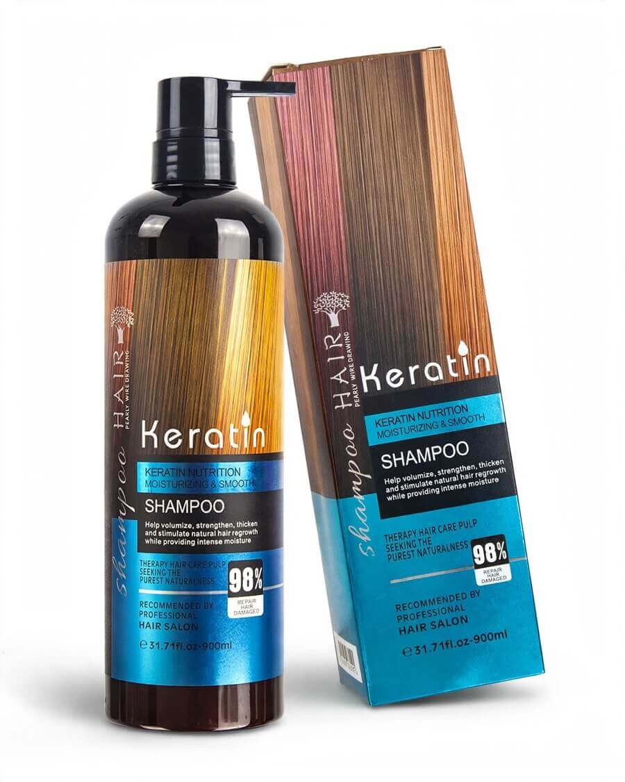 Keratin Shampoo Hair Pearly Wire Drawing 900ml sulphate free sulfate free original bottle with box - Keratin Nutrition Moisturizing Smooth Shampoo 900ml sulfate-free nourishing with natural botanical extracts, salt free, 98% repair hair damaged, professional salon, best sulphate free keratin shampoo price in Pakistan