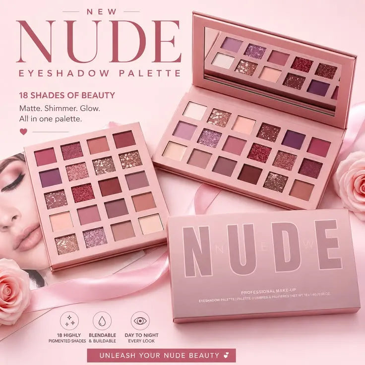 18 Colors Nude Eyeshadow Palette - front view