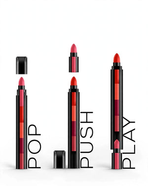 5 IN 1 lipstick showing five shades in one stick