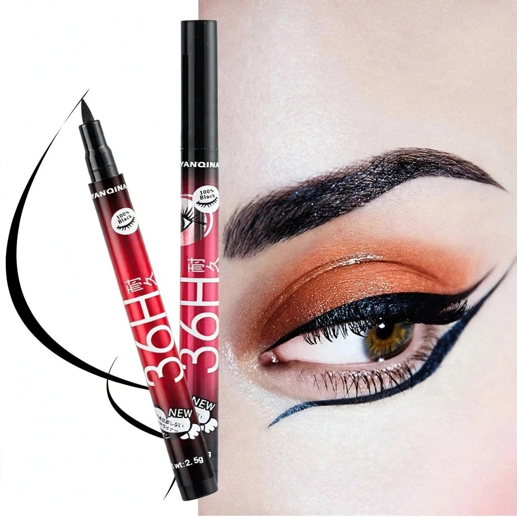 YANQINA 36H Black Eyeliner copper eyeshadow winged look Pakistan