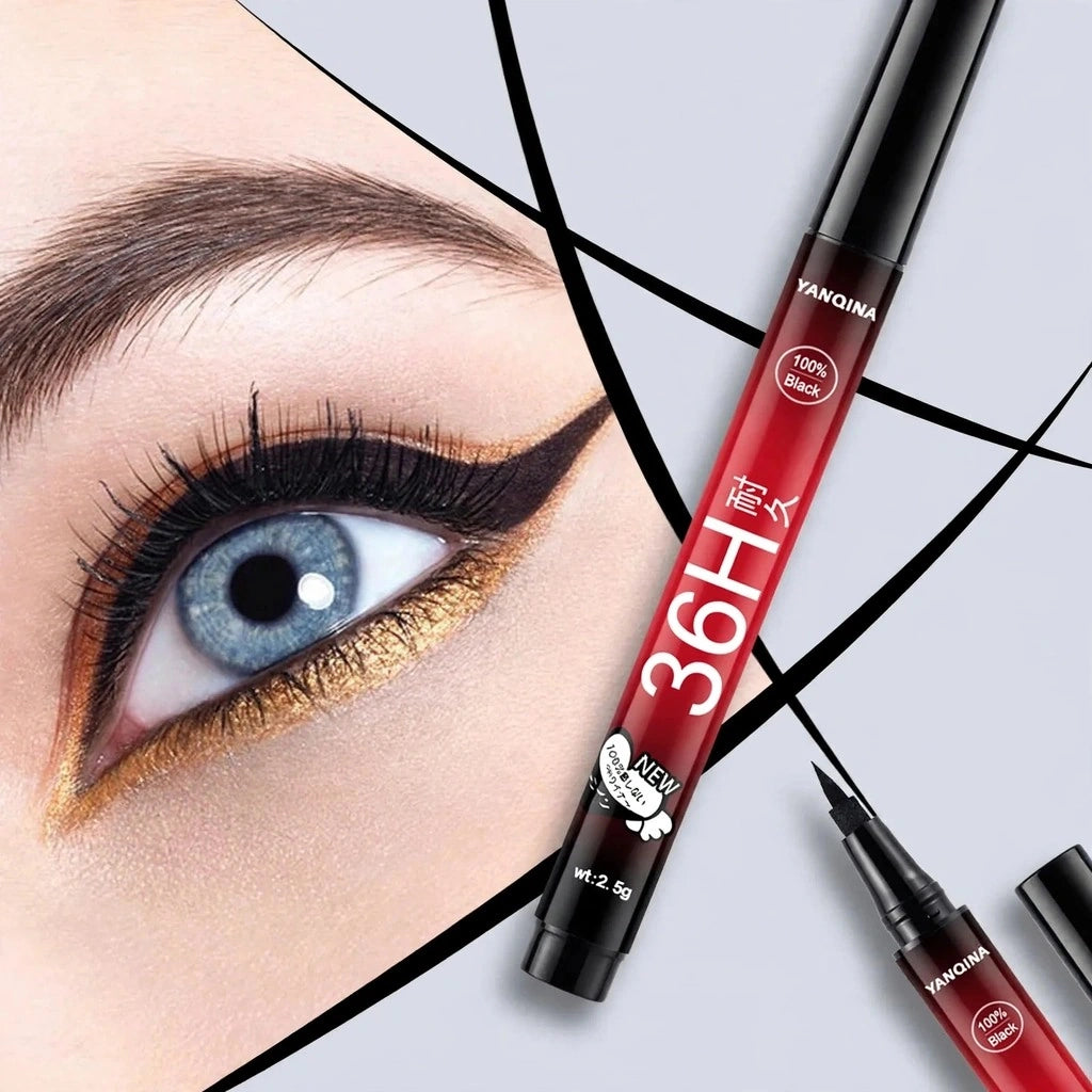 YANQINA 36H 100% Black Eyeliner blue eyes gold glitter Pakistan