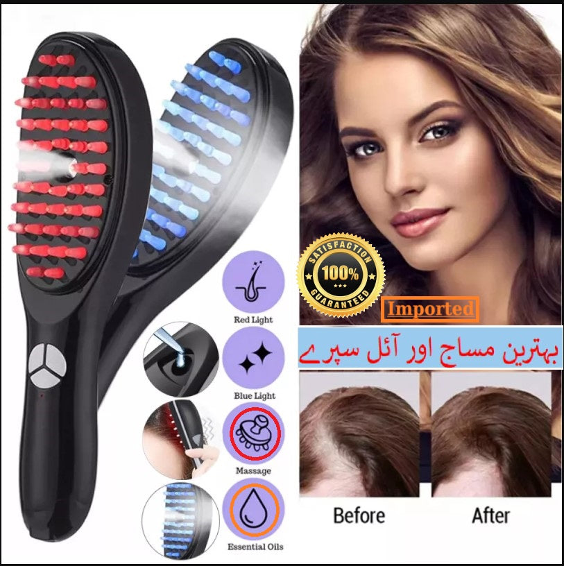 Head Massage Brush, Blue and light therapy