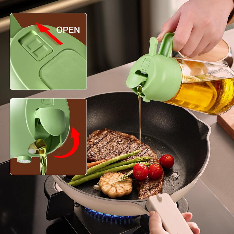 2-in-1 Glass Oil Spray Bottle for Kitchen & Air Fryer