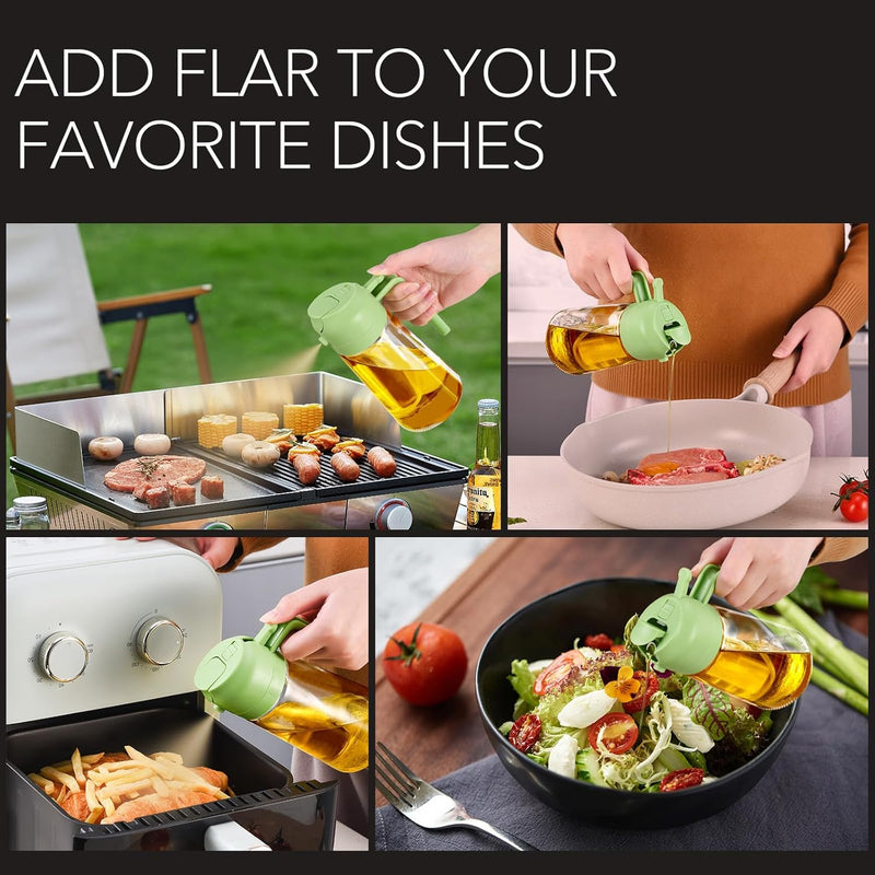 2-in-1 Glass Oil Spray Bottle for Kitchen & Air Fryer