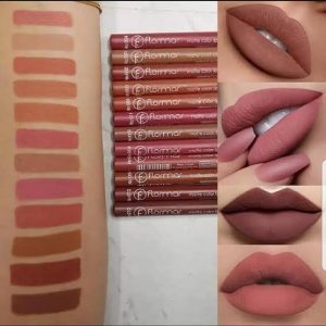 Flormar Waterproof Lip Liner Pencils with Sharpener Cap – Pack of 12