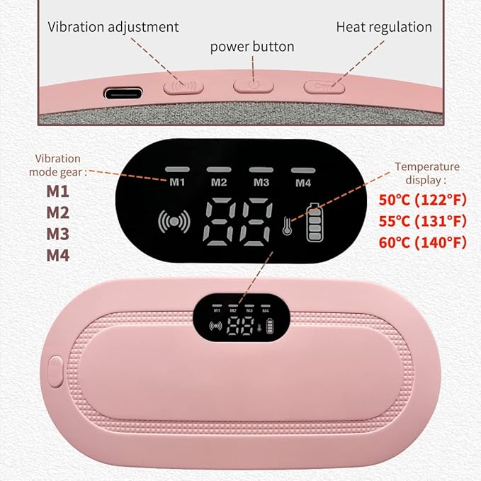 Premium Period Cramp Relief Belt & Menstrual Heating Pad with Massager (USB Rechargeable)