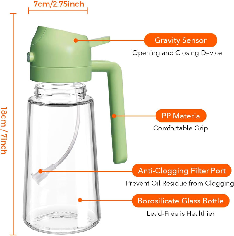 2-in-1 Glass Oil Spray Bottle for Kitchen & Air Fryer