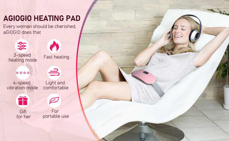 Premium Period Cramp Relief Belt & Menstrual Heating Pad with Massager (USB Rechargeable)