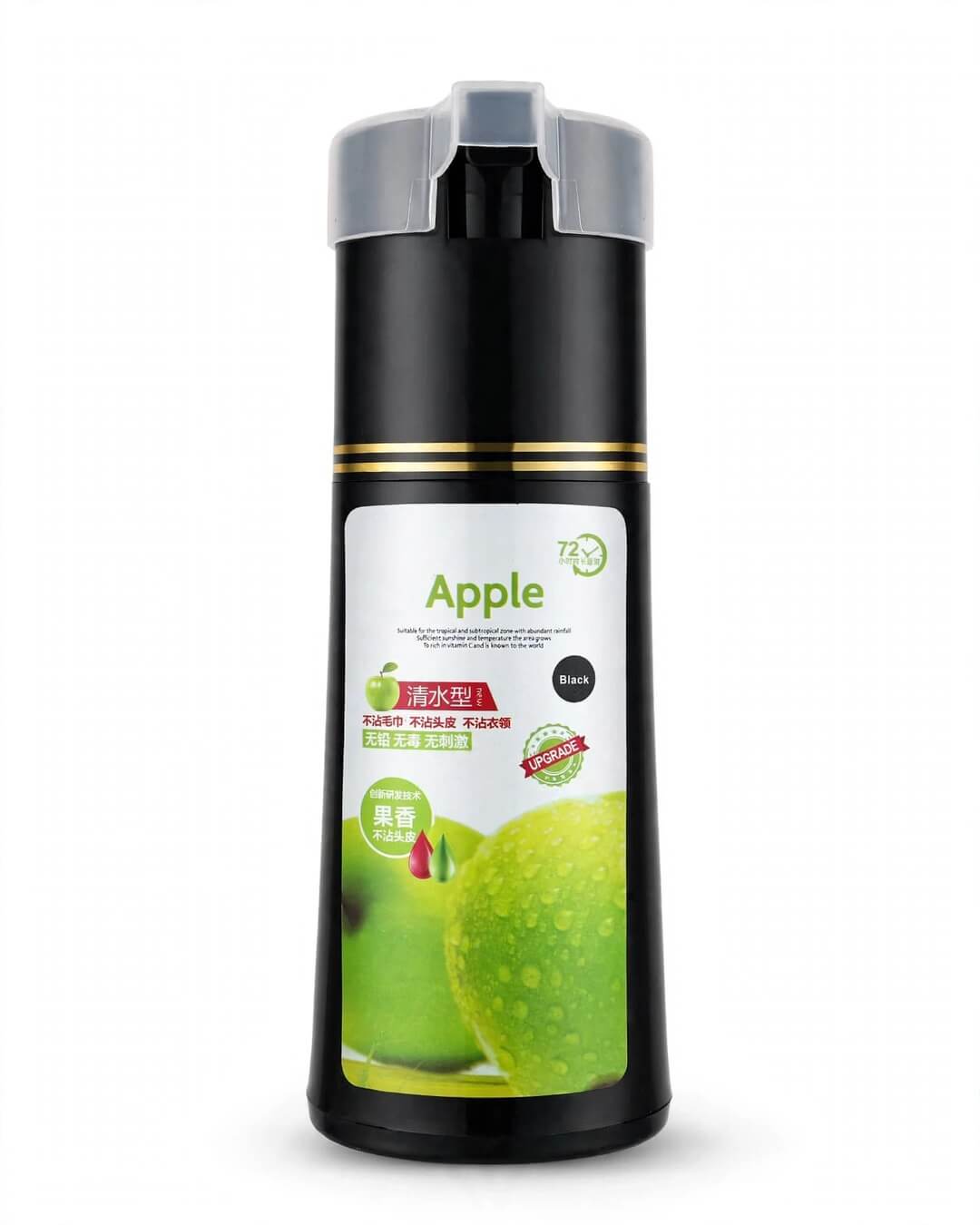 Apple black hair dye shampoo 200ml bottle only natural black, Lichen VIP alternative, instant beard dye shampoo Pakistan ammonia free long hours unisex men women