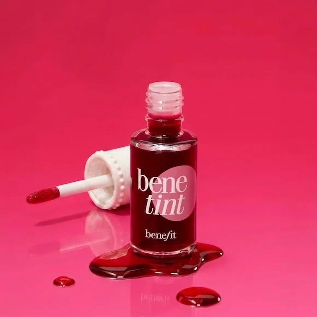 Benetint Rose-Tinted Lip & Cheek Stain clear bottle with doe-foot applicator – long-wear dual-use tint by Benefit Cosmetics
