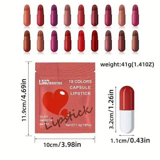 Pink Magic 18-Color Silky Matte Lipstick Set