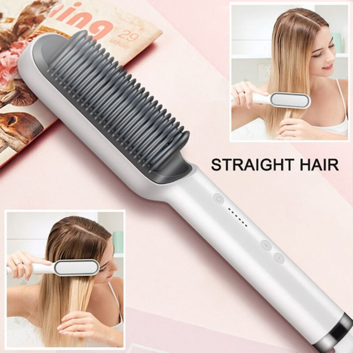 Hair Straightener Brush - In Use